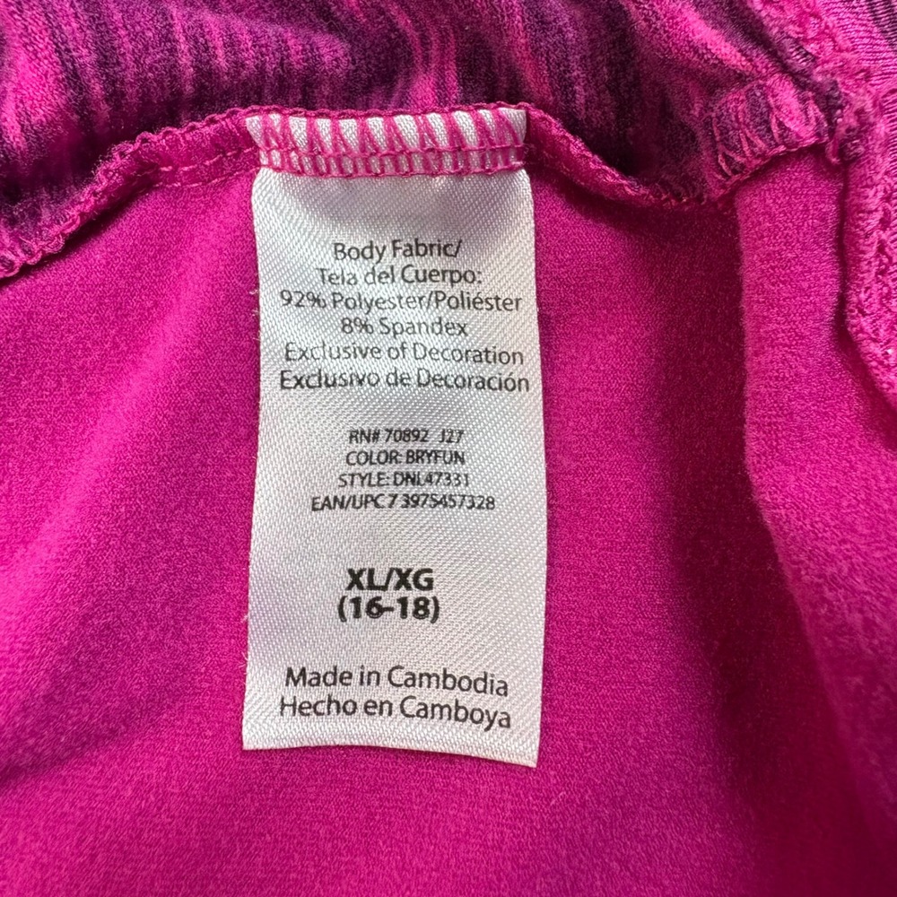Danskin Now Magenta Heathered Sleeve Quarter Zip Pullover Athletic Top XL 16 18‎ - Picture 5 of 7